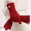 Winter Pure Wool Gloves Fashionable and Warm. Solid Color Twisted Wool Knitted Finger Gloves