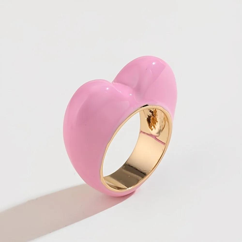 Herzförmiger Ring, Öl-Tropfen-Handwerk, Valentinstagsgeschenk für Frauen Alle Jahreszeiten - Rosa & Rote Optionen Mode Süß Kreativer Stil