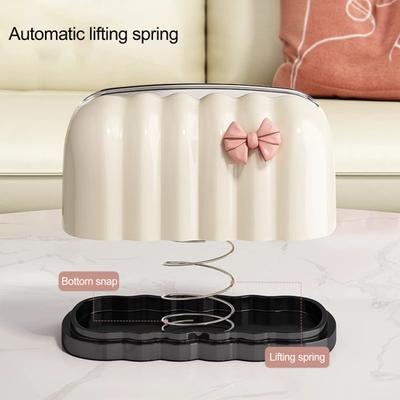 Copri scatola fazzoletti decorativo con fiocco rosa, grande capacità, scatola fazzoletti a molla con sollevamento automatico, porta salviette da tavolo