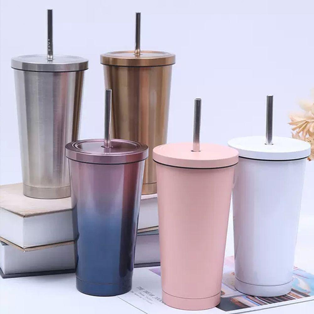 500ml Insulated Metal Cup with Lid and Straw Smoothie Tumbler BPA Free Juice 500ml Insulated Metal Cup with Lid and Straw Smoothie Tumbler BPA Free Juice