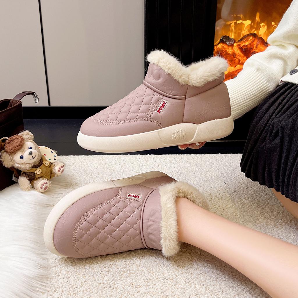 Women's shoes winter bag and indoor cotton slippers piled and thickened warm one-pedal non-slip and snow-proof cotton shoes