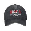 Make America Go Away MAGA Baseballkappen Vintage Distressed Denim Kanada Flagge Sonnenkappe Unisex Outdoor Alle Jahreszeiten Reise Weiche Mütze
