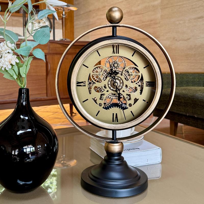 

Retro Table Clocks Light Luxury Living Room Desktop Clock Art Creative Bedroom Bedside Table Silent Watch Room Decoration