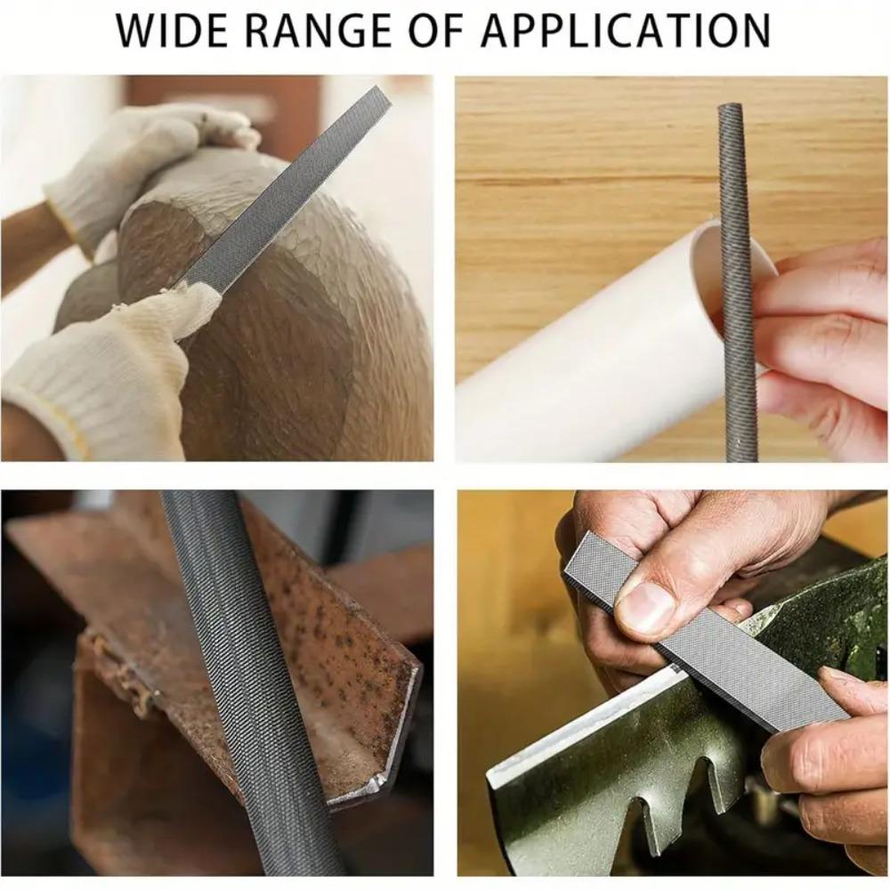 Metal File Set 3Pcs 8-Inch Flat Round Half-Round Files Durable Hand Files Work for Metal Wood Smoothing Shaping Deburring