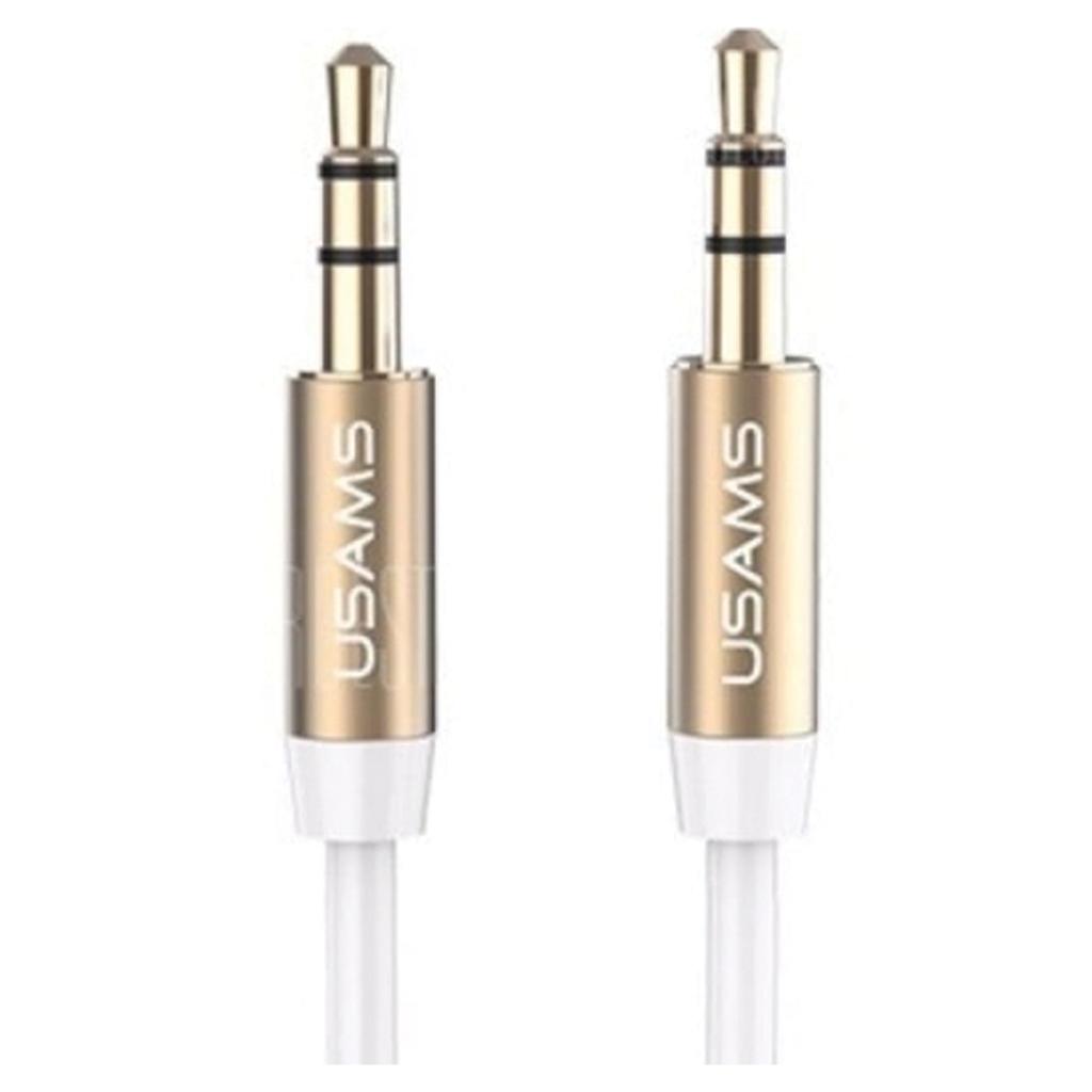 Usams Adapter Audio Jack 3,5M - 3,5M 1Mbiały/White Yp102 (Yp-01)