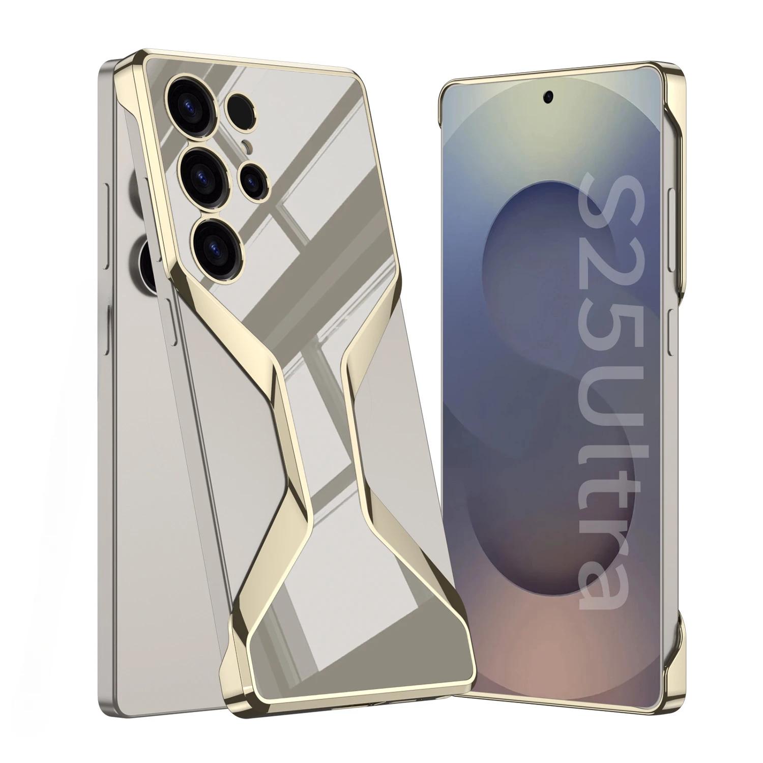 

Гальванизированный кожаный чехол для телефона Galaxy S25 Ultra для Samsung Galaxy S25 Ultra Гальванизированный пластиковый жесткий защитный чехол на заднюю панель Galaxy S25 Ultra