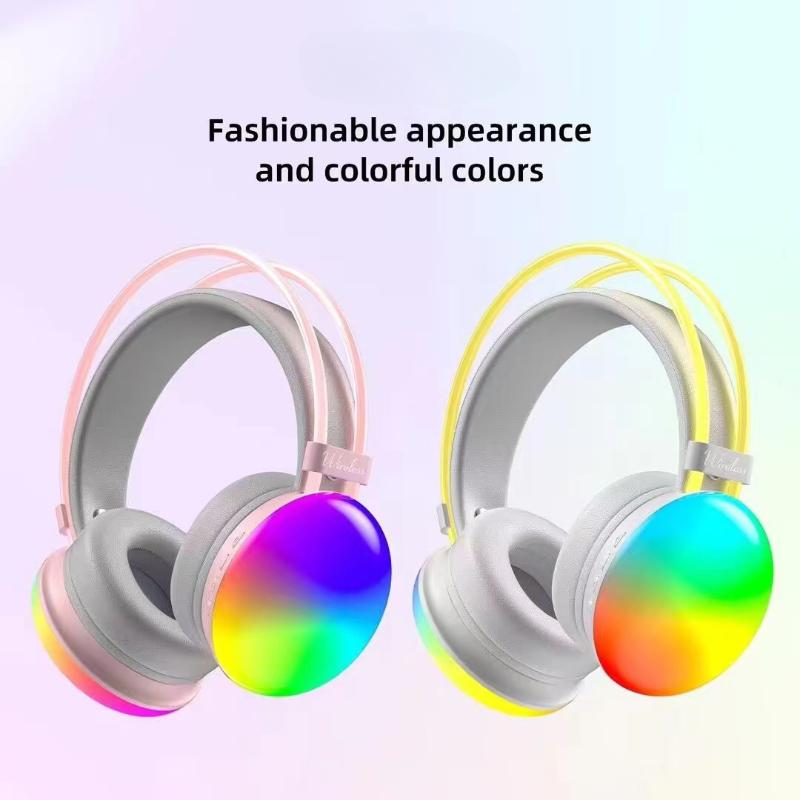Head-mounted Colorful Bluetooth Headset Long Battery Life Heavy Bass Colorful Sports Game