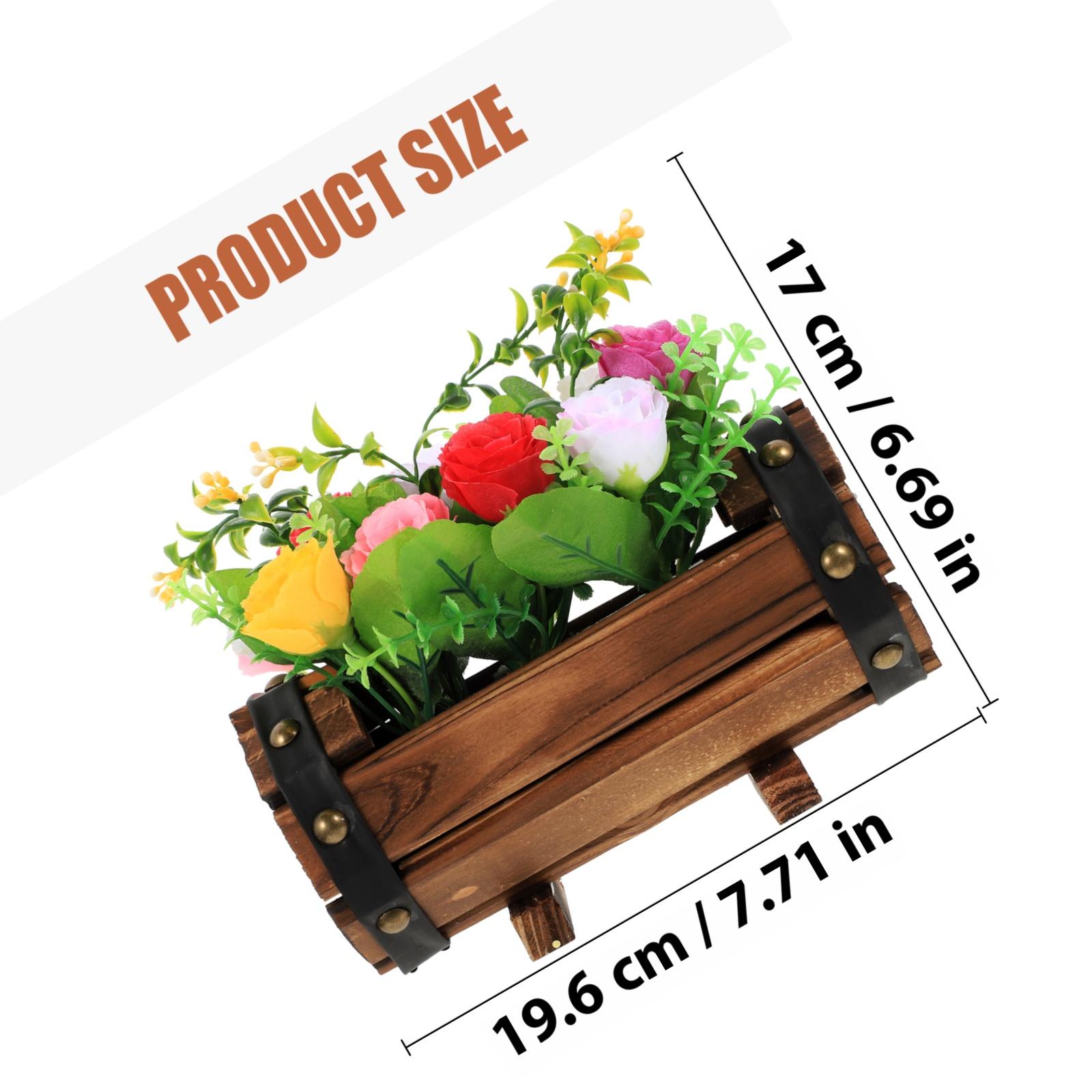 DIY Bouquet Decor Fake Flower with Wooden Pot Vivid Realistic Home Office Scene Layout Flower Artificial Flowers