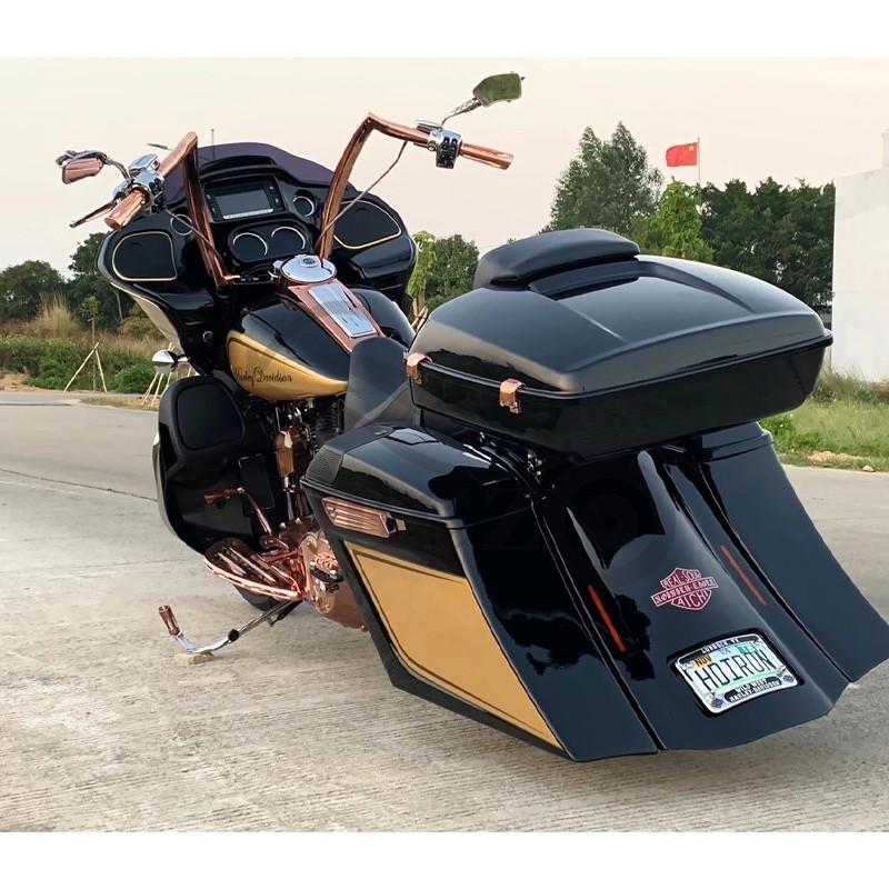 Harley Cruiser Motorcycle Rear and Side Storage Boxes - Black