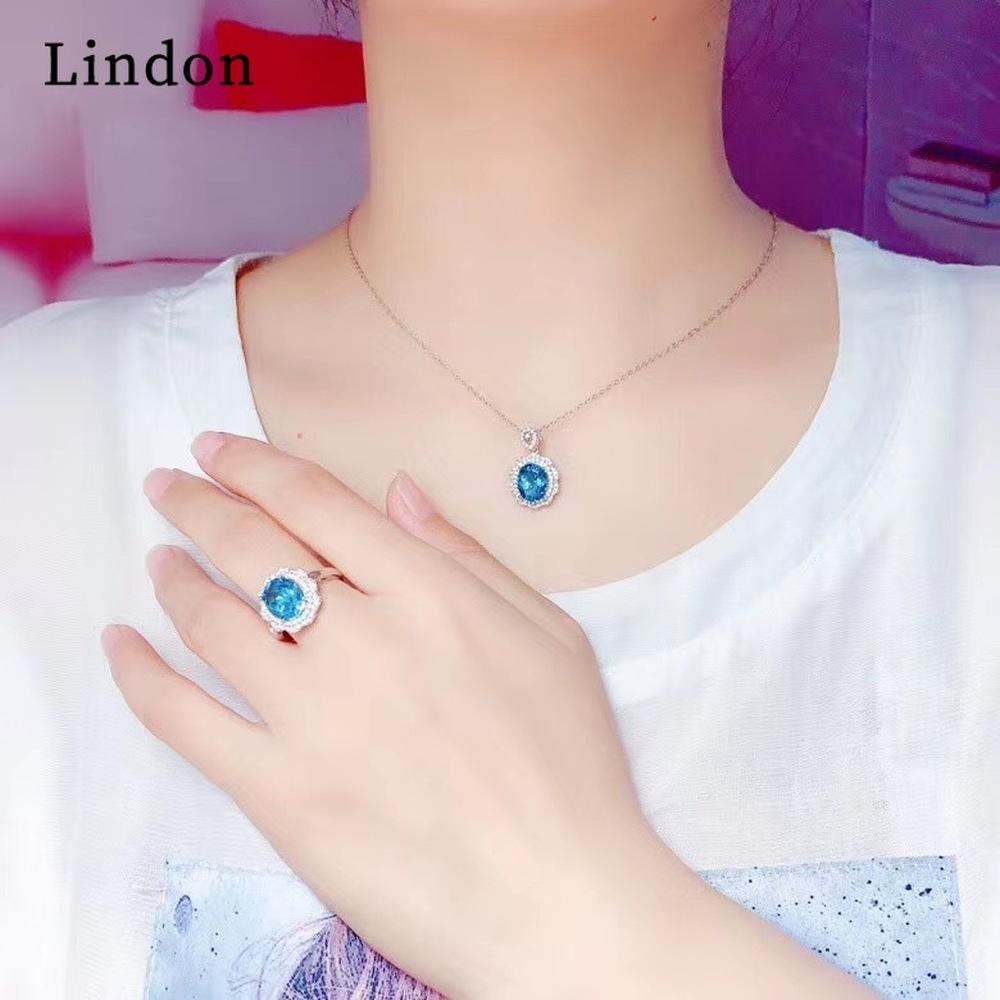 Lindon Kobiety Stop miedzi 5A Cyrkon Pierścionki Naszyjnik Zestaw wisiorków Wedding Party Gift