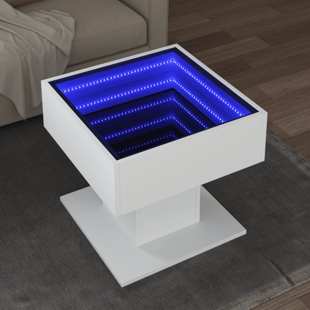 LED Coffee Table White 50 x 50 x 45 cm Particleboard
