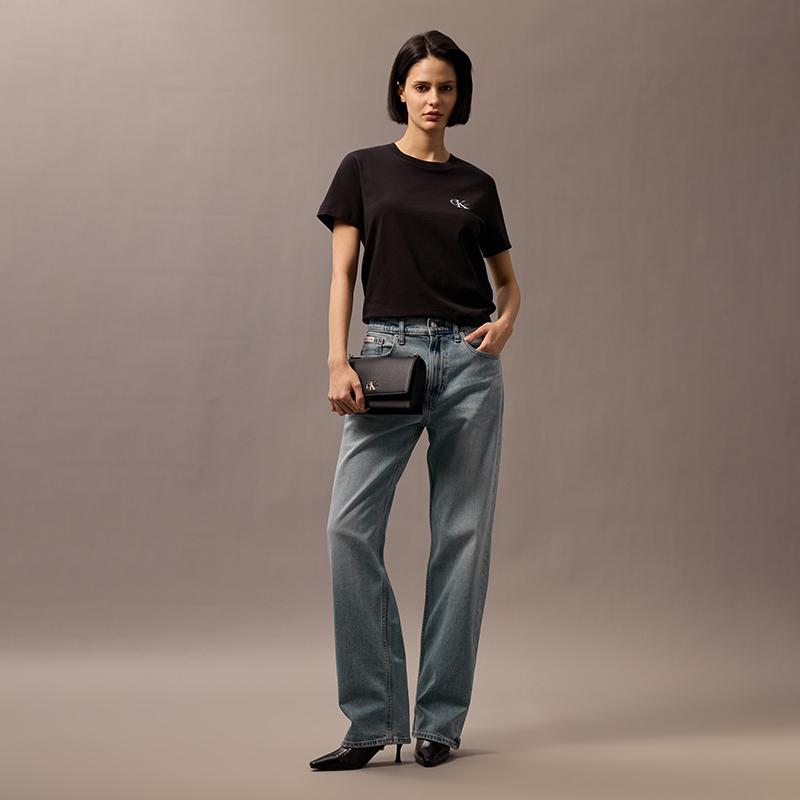 New CALVIN KLEIN Synthetic Material Crossbody Bag Medium Size Women's Black Gold DH2806-YIQ