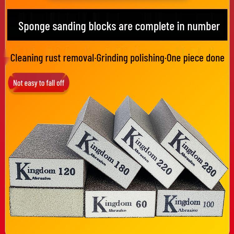 Sponge Sandpaper Block for Wall, Wood, Metal, Rust Removal, Polishing, Grout Cleaning, and Pot Scouring