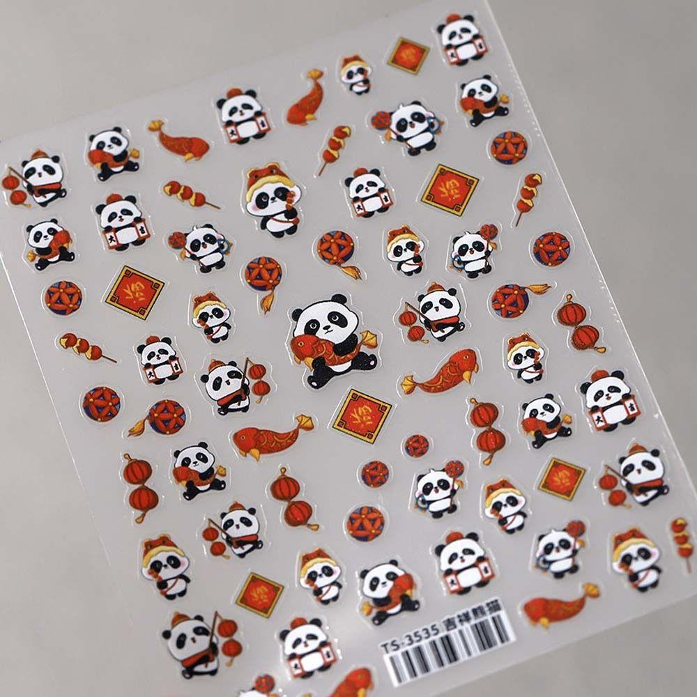 

Китайский Новый год Панда Панда Наклейки для ногтей Хурма Панда Украшения для ногтей Нейл-салон c Flat