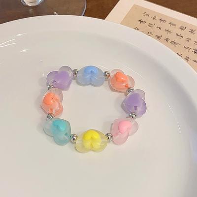 Dopamine Candy Color Love Beaded Bracelet Women Ins Wind Sweet Bracelet Spice Girl Same Jewelry