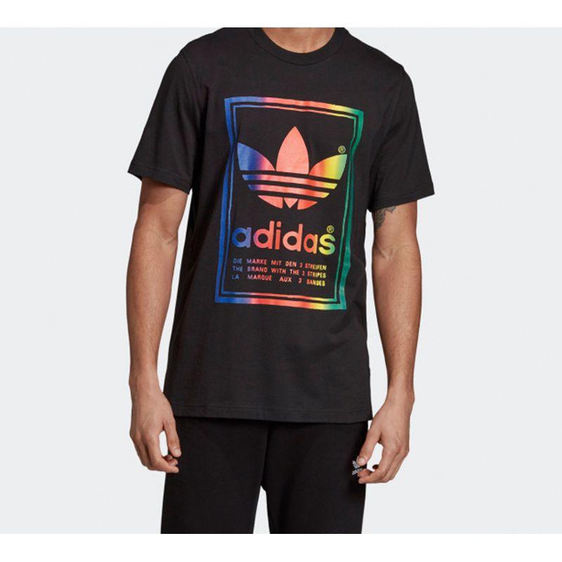 adidas Originals Kleeblatt Vintage T-Shirt mit Farbverlaufslogo Herren Oberteile Schwarz ED6917