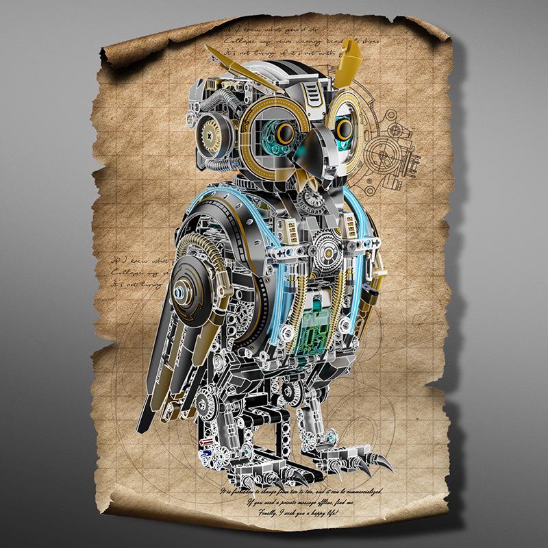 Mechanical owl, assembling toys, difficult children's birthday toys,19.5*16.2*29.6 cm