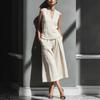 2026 European and American Cross-border Amazon Independent Station Summer Casual Fashion and Comfortable Women's Sleeveless Linen-lined Suit Shirt
