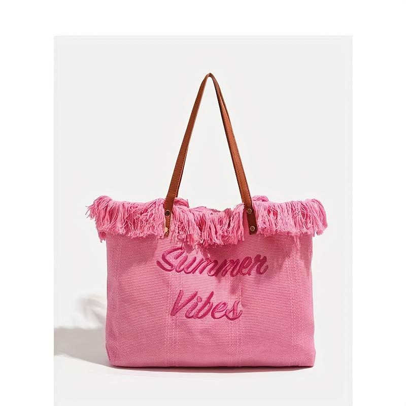 Summer Charm New Embroidered Tassel Handbag with Large Capacity, Available in 5 Colors, Women's Shopping Shoulder Bag