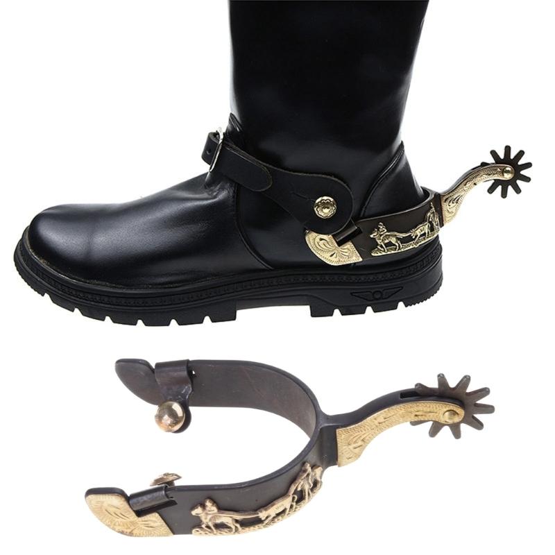 Mild Steel Horse Spur Western Cowboy Spur Mens Roping Spur with Gear Boot Decoration Horse Riding Accessories Enduring