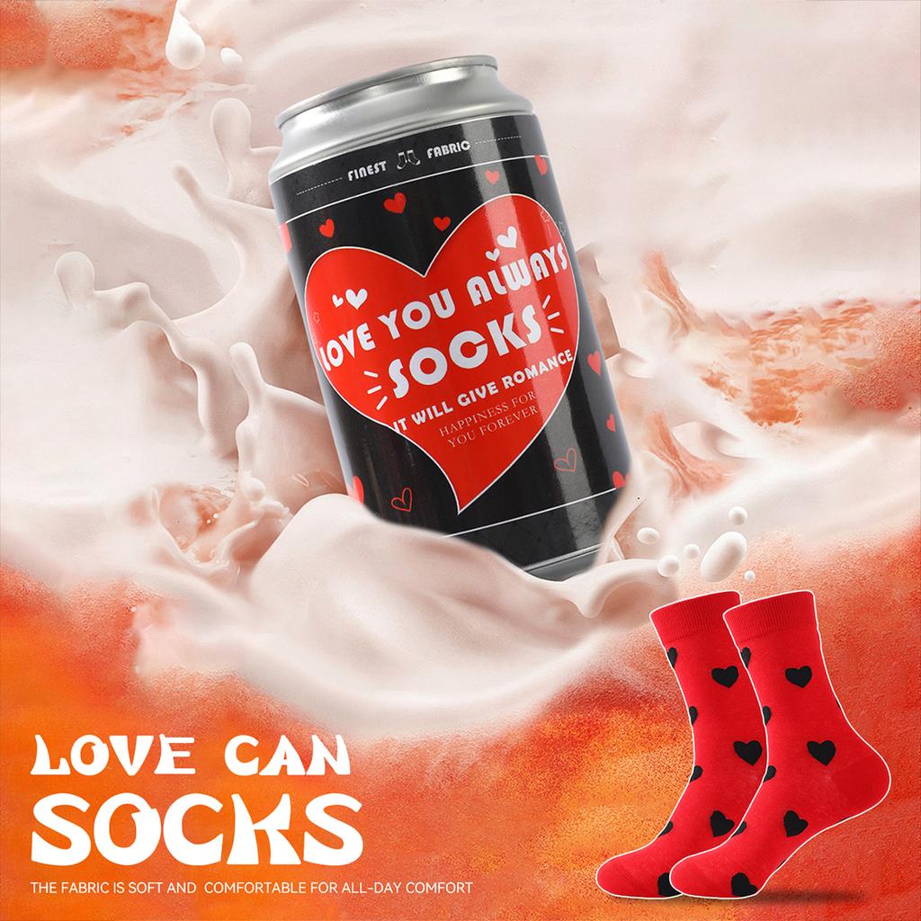 1 pair of mid-calf socks for men and women with love patterns, novel, interesting and practical socks suitable for holiday gifts