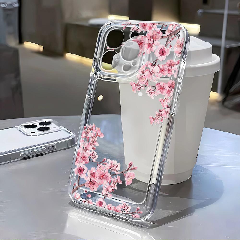 Plum Flower Phone Case for iPhone 16 Pro 15 14 Plus 13 12 11 17 Pro Max 17 Air 17 Pro Shockproof Case Cover