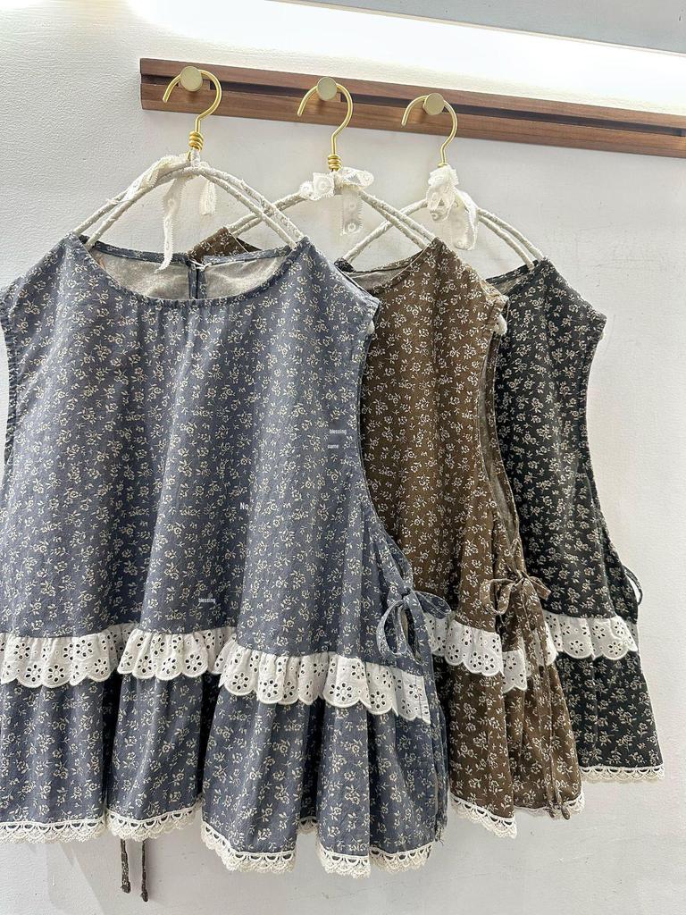 2026 Spring Mori Girl Floral Cotton Linen Jacket & Skirt Set - Casual Women's Suit