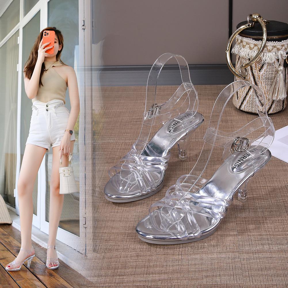 Sandals women's medium heel 2025 summer new women's shoes temperament high heels stiletto fairy shoes