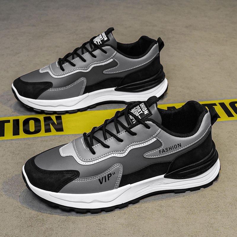 2024 Herrenmode, lässige Leder-Sneaker mit dicker Sohle - Laufschuhe im koreanischen Stil für Studenten