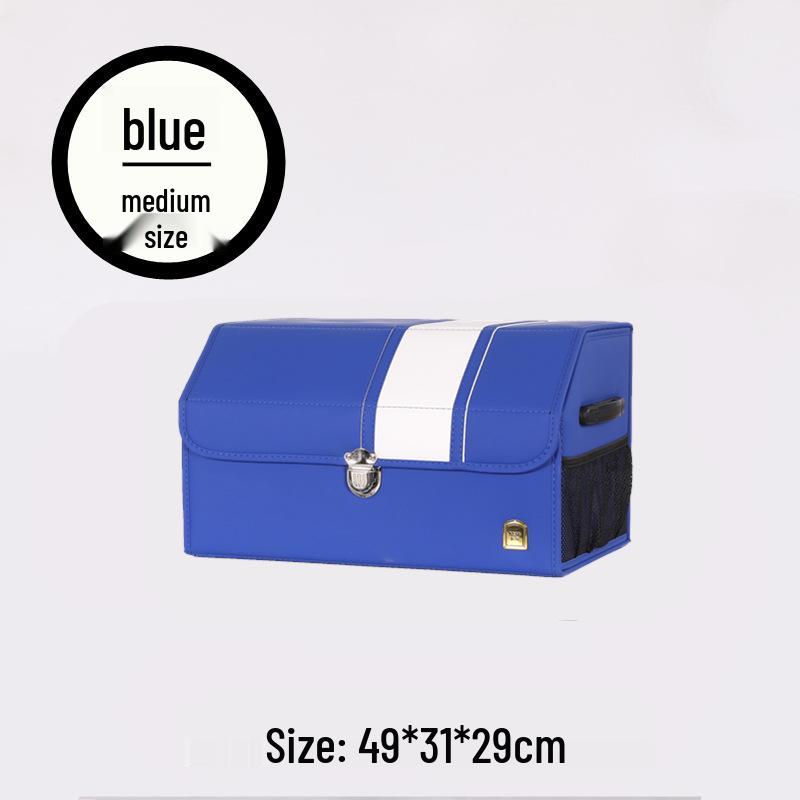 Leather Car Trunk Organizer: Foldable Interior Storage Box and Decorative Accessory.