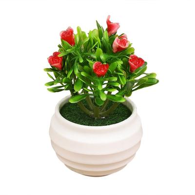 New 6 Colors Artificial Potted Plant 8*11cm Plastic Simulated Tree Ornaments Bonsai Flowers Pot
