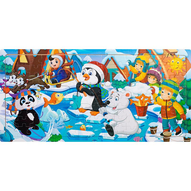 Wooden 120 Pieces Puzzle, Children's Animal Dinosaur Cartoon Plane Puzzle Baby Early Education Puzzle Building Block Toy