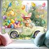 Easter Window Cling Funny Rabbit On A Hammock Chair Sticker Reusable PVC Static Window Decal for Home Office School Spring Glass Door Window Decor