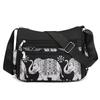 Women Elephant Print Crossbody Bag Multi Pocket Shoulder Bag Large Capacity Lightweight Travel Messenger Purse Zipper Handbag