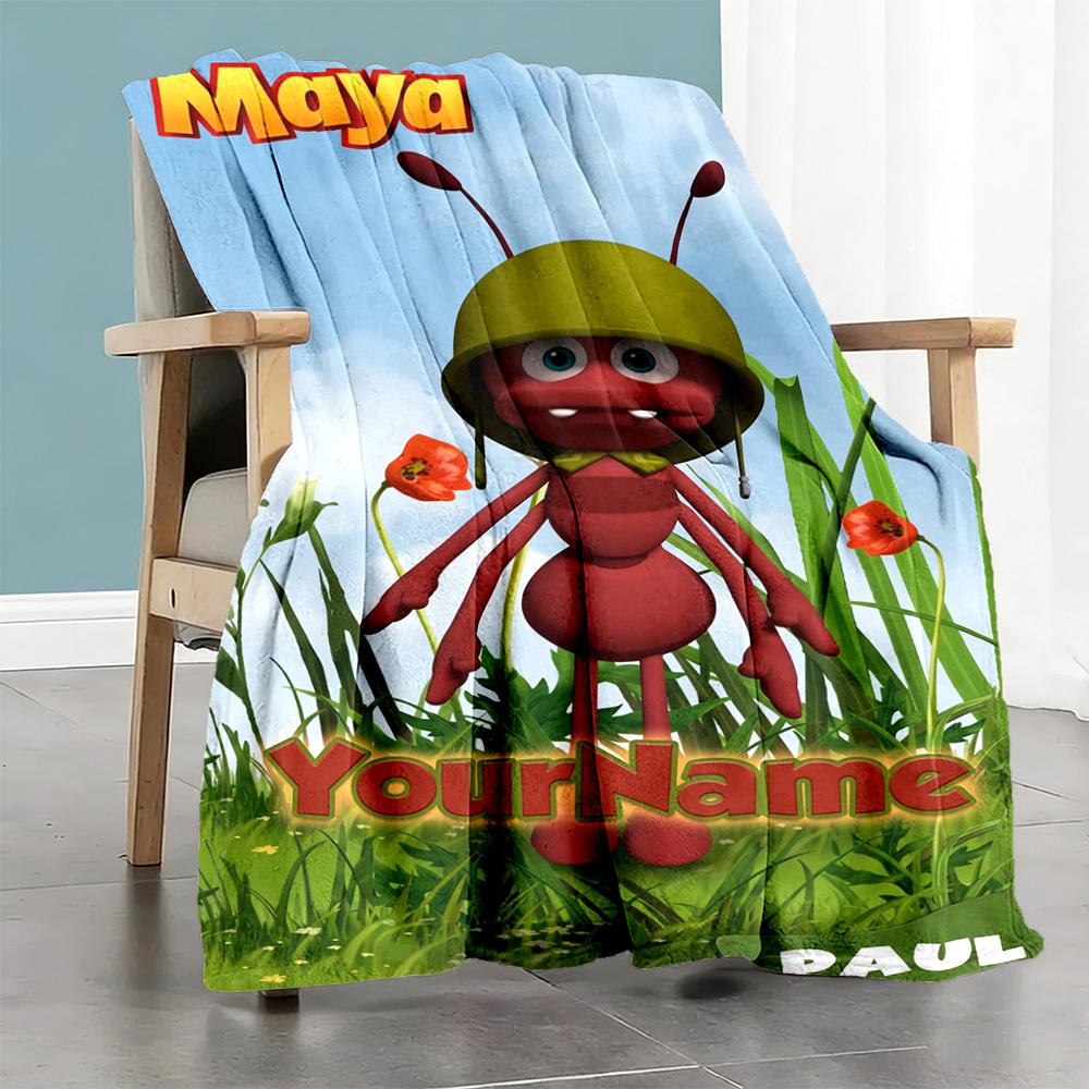 Biene Maja Personalized Name Blanket Gift Customizable Blanket Soft & Cozy Perfect for Nap Chair Office Bedding for All Occasions
