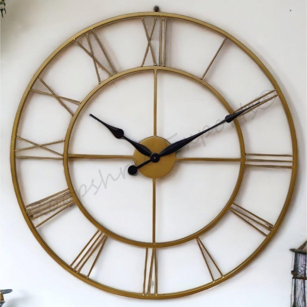 

Clock Hand-Crafted Extra Large Analog Wall Clock/Brass Colour / 30 Inch (75 Cm S)