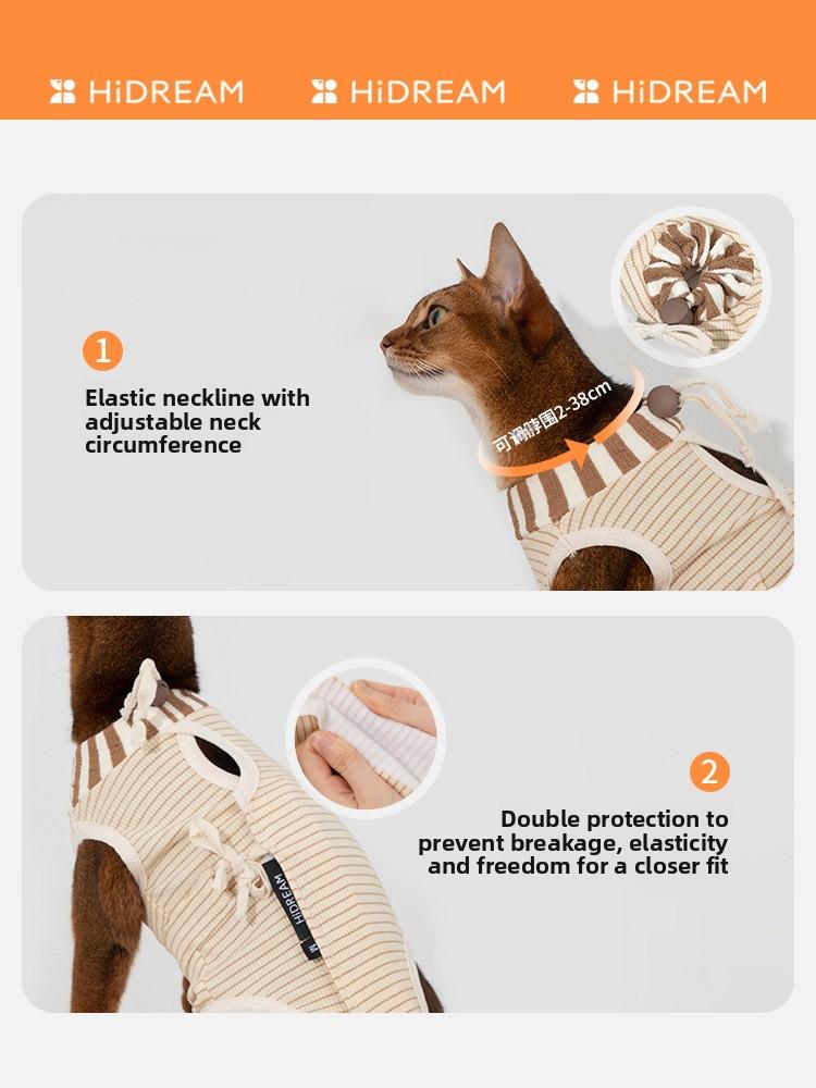 Midpet Striped Cat Sterilization Surgical Gown Anti-Licking Postoperative Recovery Breathable Clothing for Female Cats Weaning