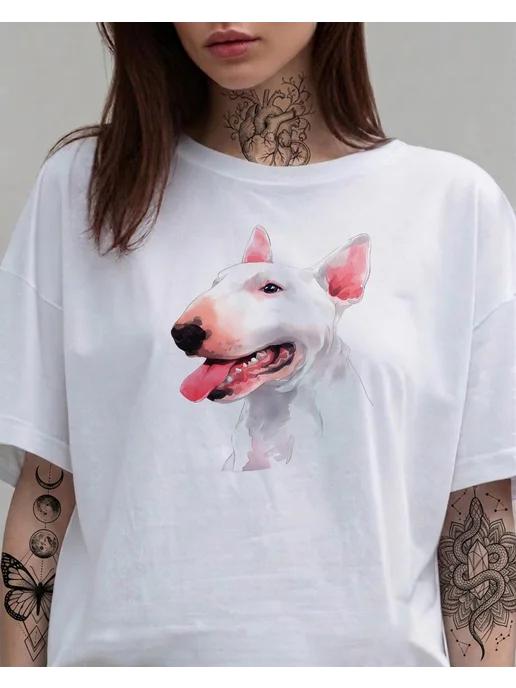 Bull Terrier dog breed print T-shirt for summer S