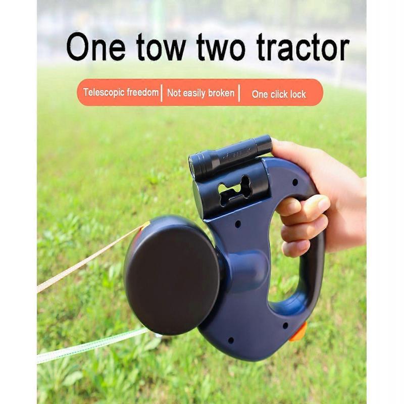 Zwei Hunde Reflektierende Einziehbare Haustierleine, 360 Grad Verwicklungsfrei, Zwei Hunde je bis zu 33 lbs und 10ft