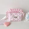 Ins Fresh Red Cherry Quilted Cosmetic Bag Fashion Small Large Toiletry Makeup Storage Bag Cute Lipstick Sanitary Napkin Case