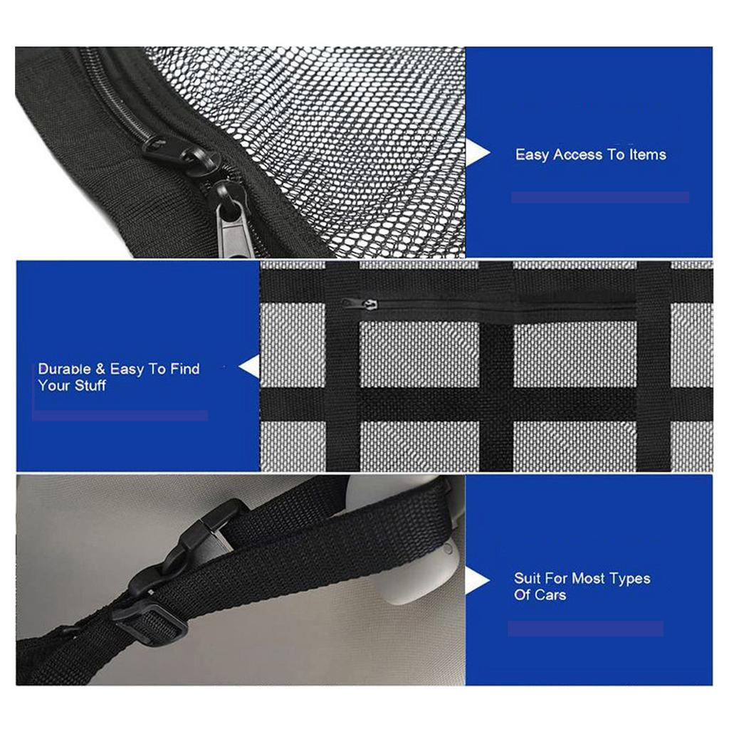 Upgrade Car Ceiling Cargo Net Pocket Strengthen Load Bearing and Droop Less Double Layer Mesh Car Roof Storage