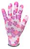 Garden Gloves, Polyester, Flower Pattern, Size 8"