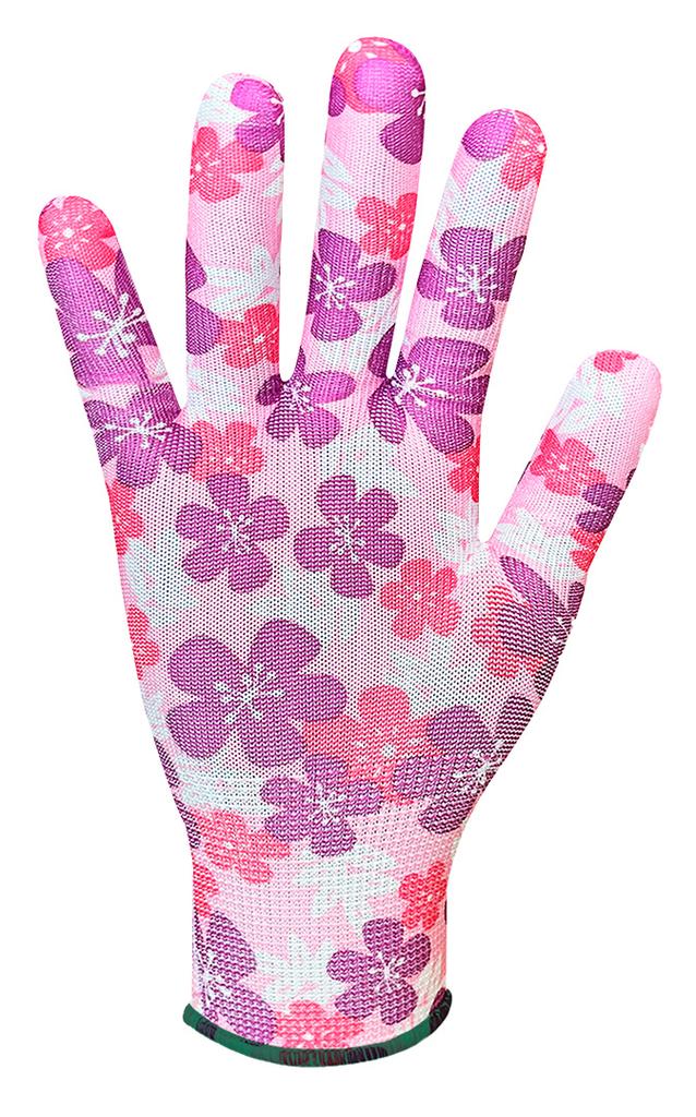 Garden Gloves, Polyester, Flower Pattern, Size 8"