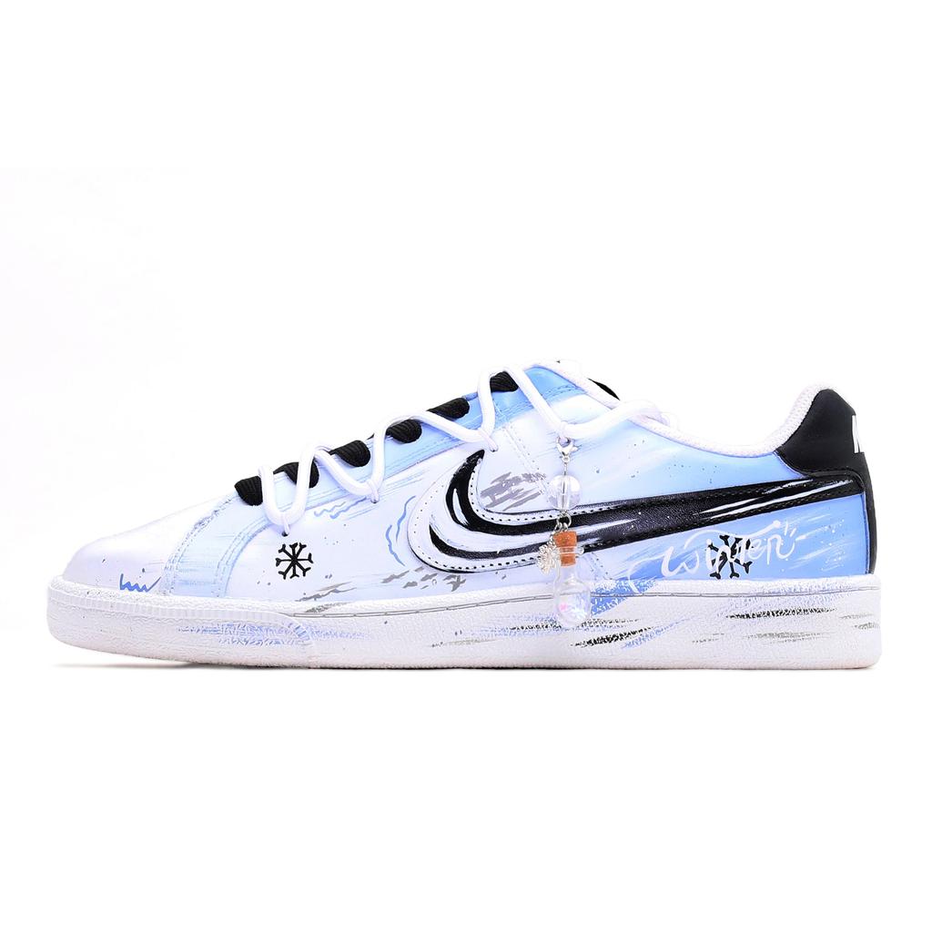 Nike Court Royale Leather Low top Skateboard Shoes Men's White, Blue 749747-107(team1579-Brush)