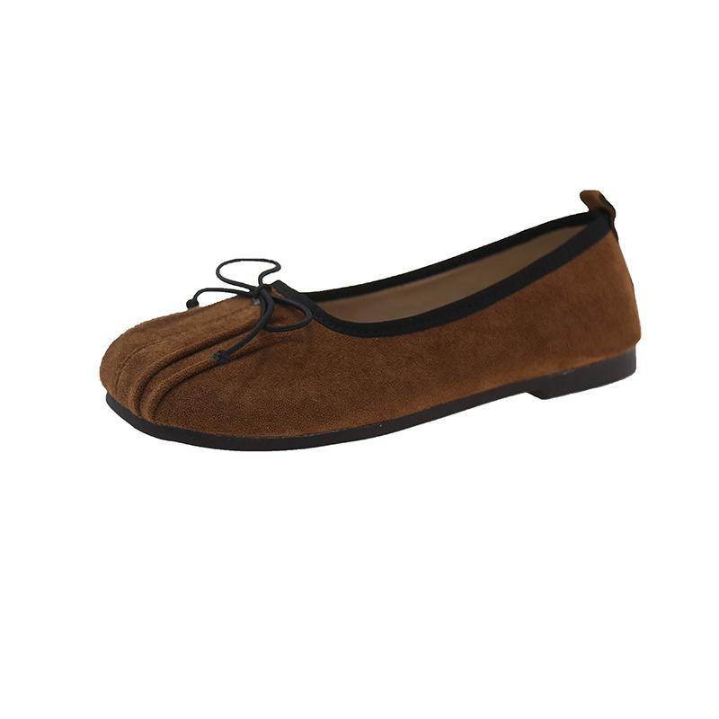 Korean Version Niche Retro Shallow Mouth Flat-soled Single Shoes Women's 2025 Spring New Bow Soft-soled Temperament Mary Jane Shoes