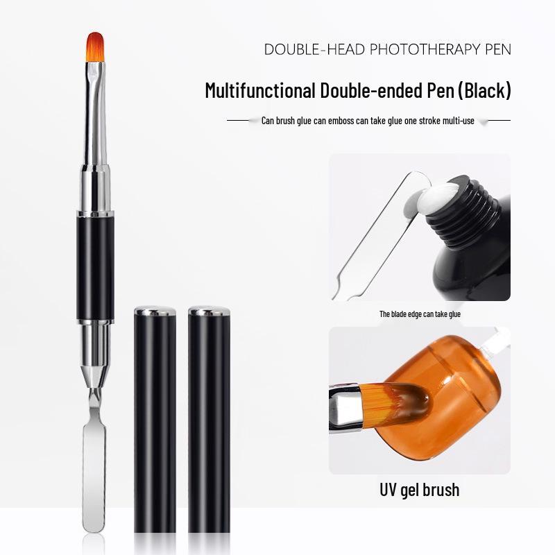 Nail Art Multifunction Double-Head Gel Pen: Quick Extension, Light Therapy, Pick-Up, Carving, Embossing Tools for Salon