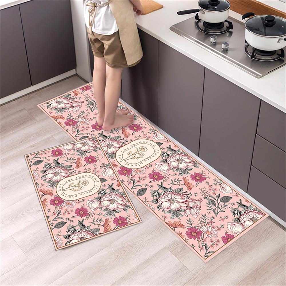 Black White Moroccan Pattern Kitchen Mat Non-Slip Machine Washable Rug Set for Home Decor Anti-Fatigue Floor Mats