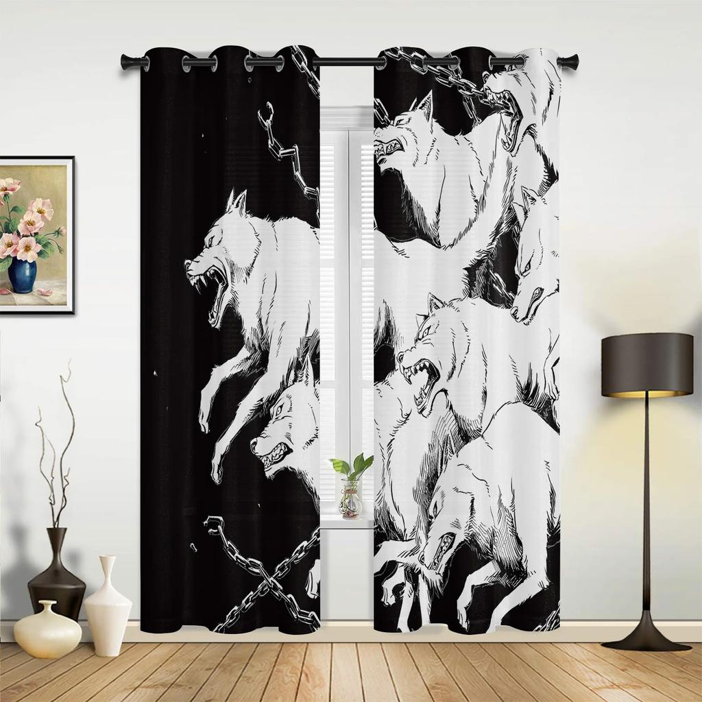 Tier Weißer Wolf Vorhänge für Schlafzimmer Wohnzimmer Vorhänge Küche Kinderzimmer Fenstervorhang Moderne Heimdekoration