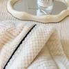 White Knitted Velvet Throw Blanket Soft Skin-Friendly Warm Fleece Bedspread All-season Multipurpose Quilted Blanket for Nap Sofa