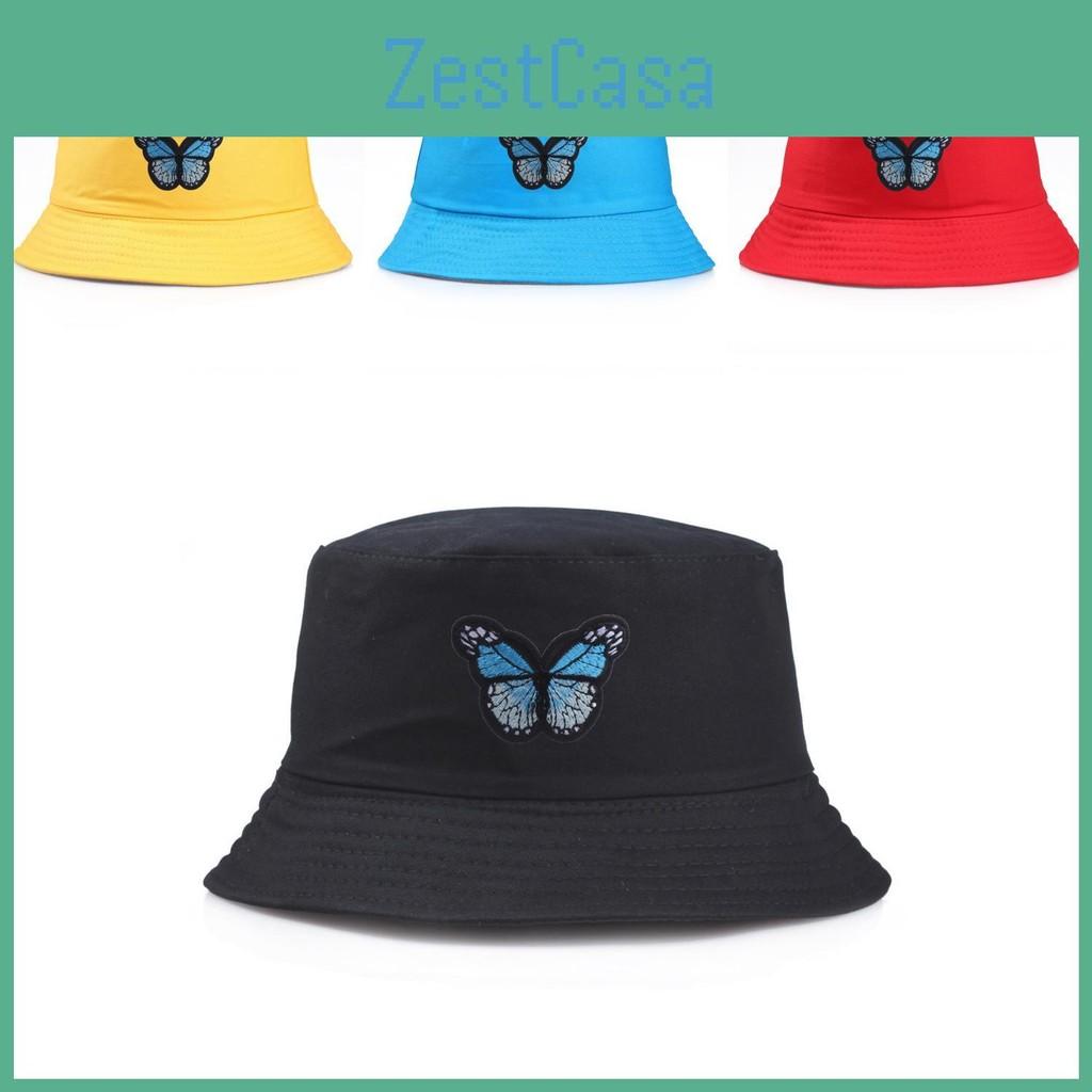 Embroidery Pattern Butterfly Bucket Hat Fisherman Hats Stylish Casual Headwear